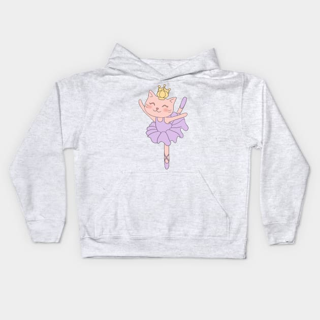 Princess Ballerina Cat Kids Hoodie by CintiaSand